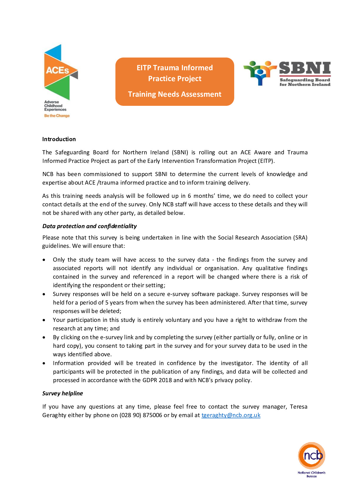 EITP Trauma Informed Practice Practitioner Training Needs Analysis Template