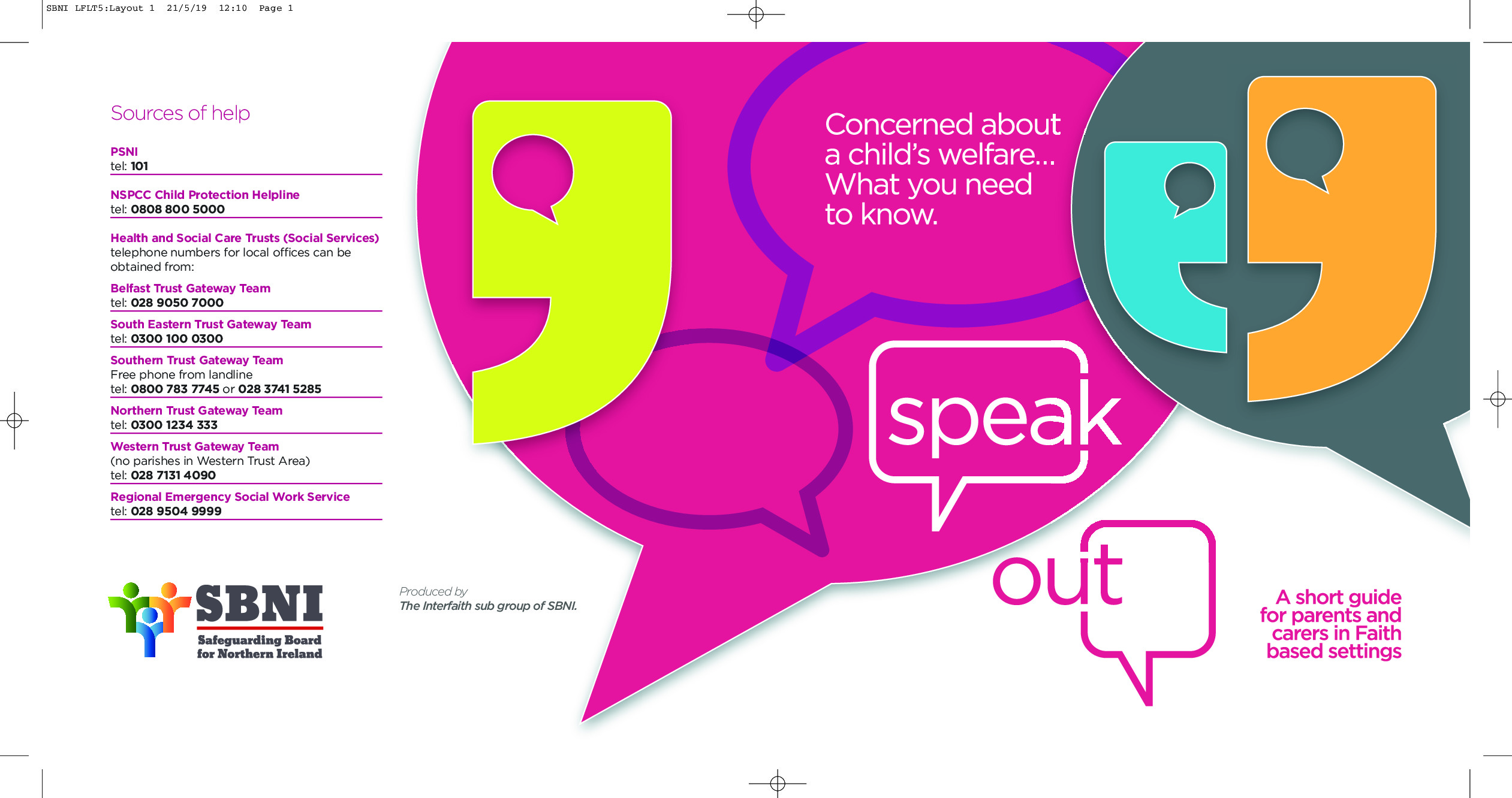 SBNI Speak Out Leaflet