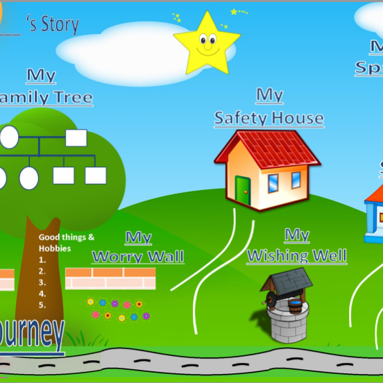 Story FrameWork cartoon image of path tree house school